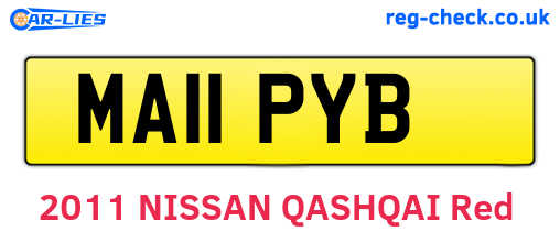 MA11PYB are the vehicle registration plates.