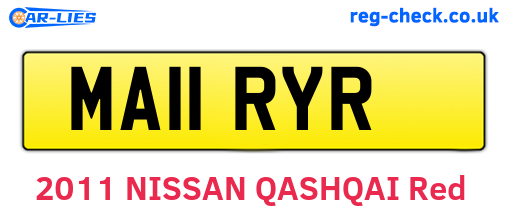 MA11RYR are the vehicle registration plates.