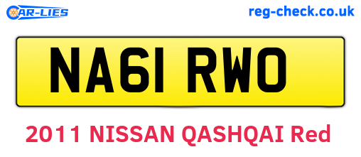 NA61RWO are the vehicle registration plates.