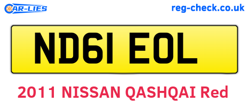 ND61EOL are the vehicle registration plates.