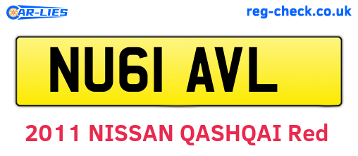 NU61AVL are the vehicle registration plates.