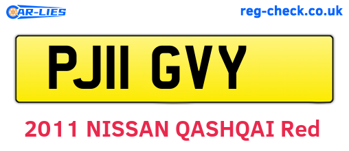 PJ11GVY are the vehicle registration plates.