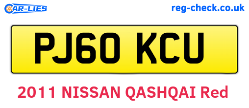 PJ60KCU are the vehicle registration plates.