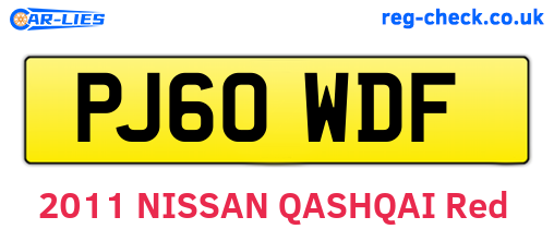 PJ60WDF are the vehicle registration plates.