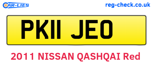 PK11JEO are the vehicle registration plates.