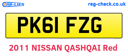 PK61FZG are the vehicle registration plates.