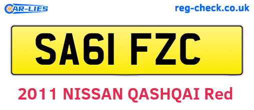 SA61FZC are the vehicle registration plates.