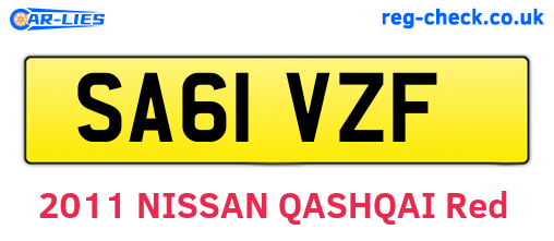 SA61VZF are the vehicle registration plates.