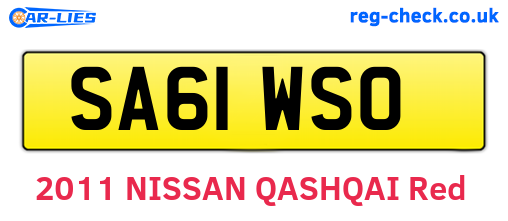 SA61WSO are the vehicle registration plates.
