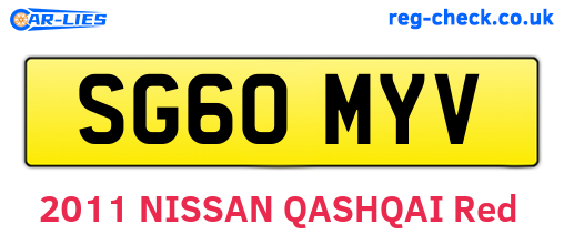 SG60MYV are the vehicle registration plates.