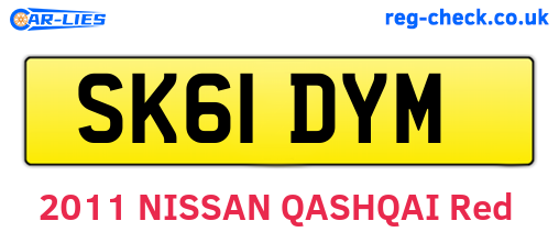 SK61DYM are the vehicle registration plates.