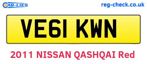 VE61KWN are the vehicle registration plates.