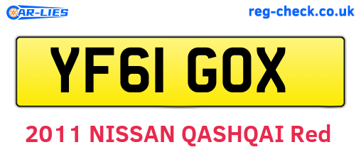 YF61GOX are the vehicle registration plates.