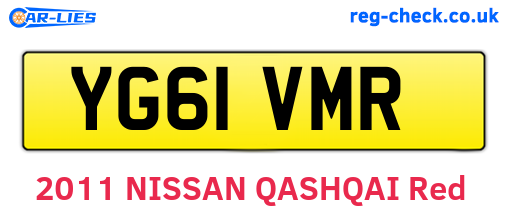 YG61VMR are the vehicle registration plates.