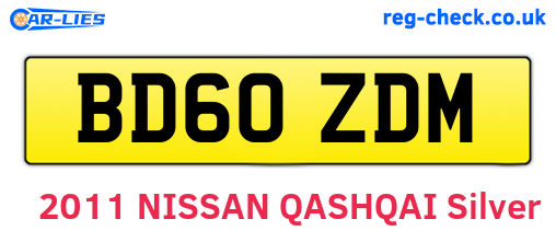 BD60ZDM are the vehicle registration plates.