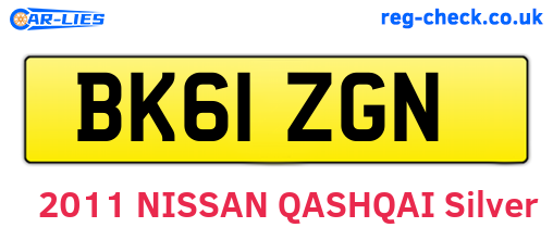 BK61ZGN are the vehicle registration plates.