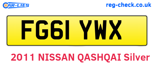 FG61YWX are the vehicle registration plates.