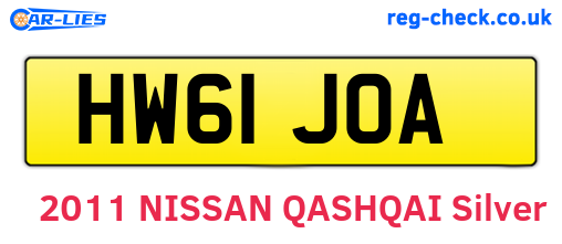 HW61JOA are the vehicle registration plates.