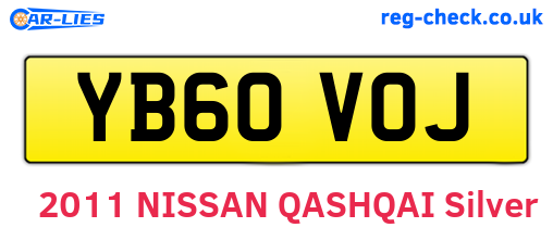 YB60VOJ are the vehicle registration plates.