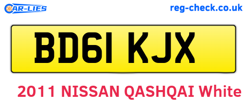 BD61KJX are the vehicle registration plates.