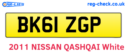 BK61ZGP are the vehicle registration plates.
