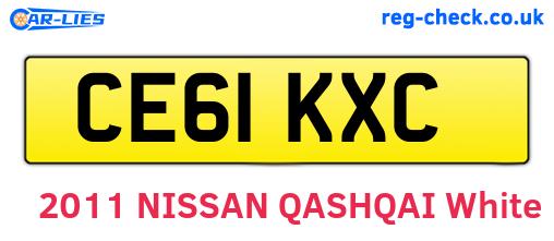 CE61KXC are the vehicle registration plates.