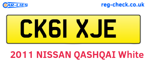 CK61XJE are the vehicle registration plates.