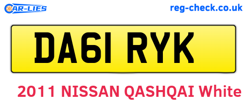 DA61RYK are the vehicle registration plates.