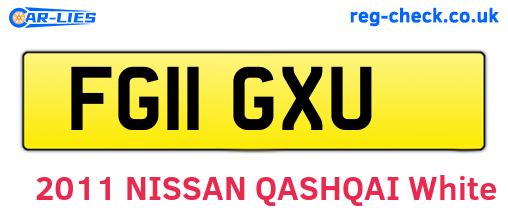 FG11GXU are the vehicle registration plates.