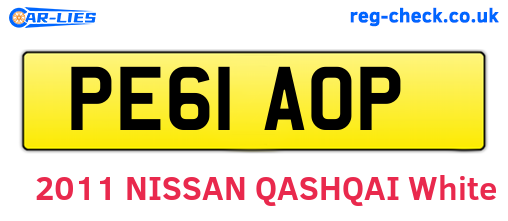 PE61AOP are the vehicle registration plates.