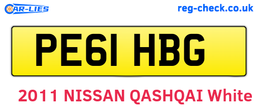 PE61HBG are the vehicle registration plates.