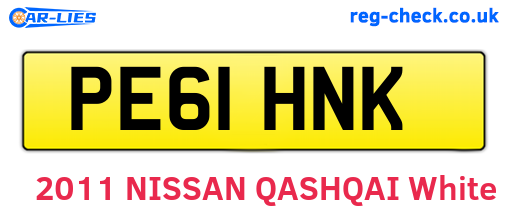 PE61HNK are the vehicle registration plates.