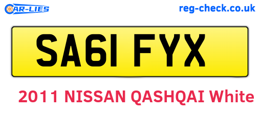 SA61FYX are the vehicle registration plates.