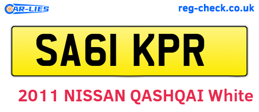 SA61KPR are the vehicle registration plates.