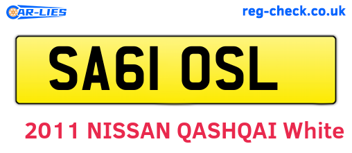 SA61OSL are the vehicle registration plates.