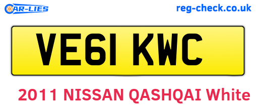 VE61KWC are the vehicle registration plates.