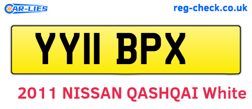 YY11BPX are the vehicle registration plates.