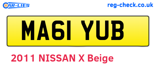 MA61YUB are the vehicle registration plates.