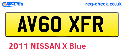 AV60XFR are the vehicle registration plates.