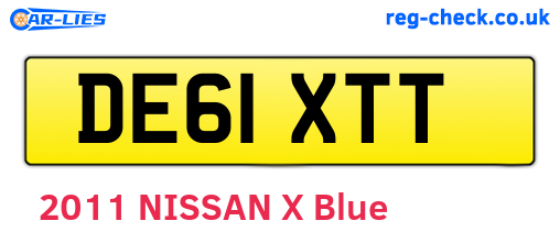 DE61XTT are the vehicle registration plates.