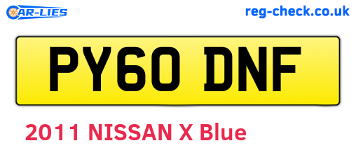 PY60DNF are the vehicle registration plates.