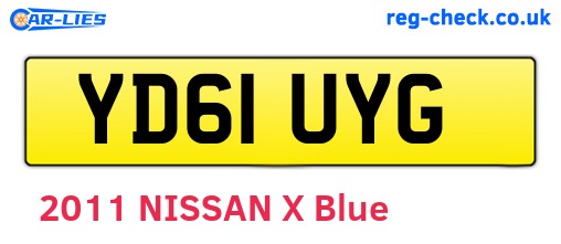 YD61UYG are the vehicle registration plates.