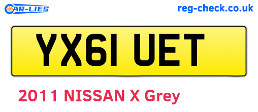 YX61UET are the vehicle registration plates.