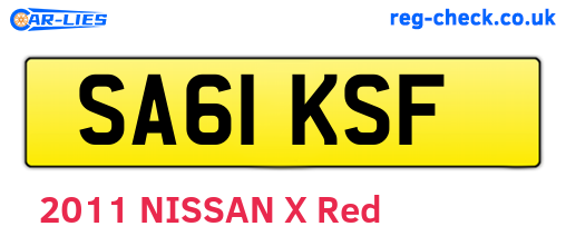SA61KSF are the vehicle registration plates.