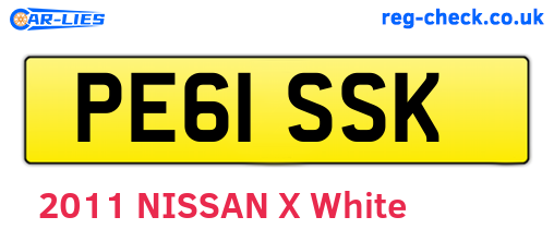 PE61SSK are the vehicle registration plates.