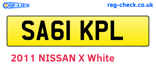SA61KPL are the vehicle registration plates.