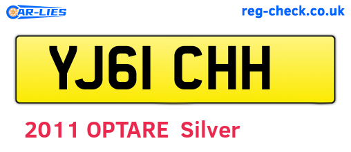 YJ61CHH are the vehicle registration plates.