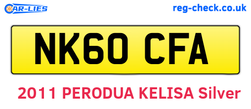 NK60CFA are the vehicle registration plates.