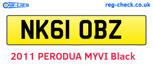 NK61OBZ are the vehicle registration plates.