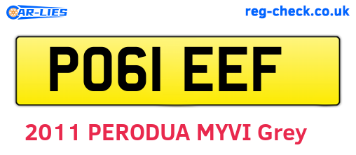 PO61EEF are the vehicle registration plates.